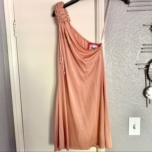 NEW Meghan champagne silk one shoulder top Sz 8